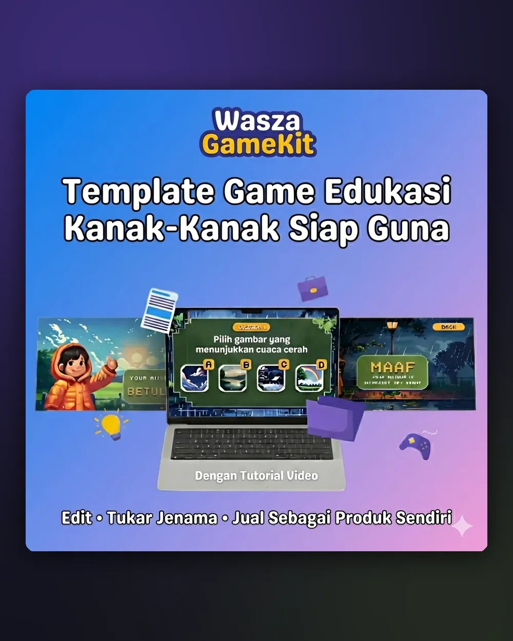 Template game edukasi siap guna, lengkap dengan tutorial video