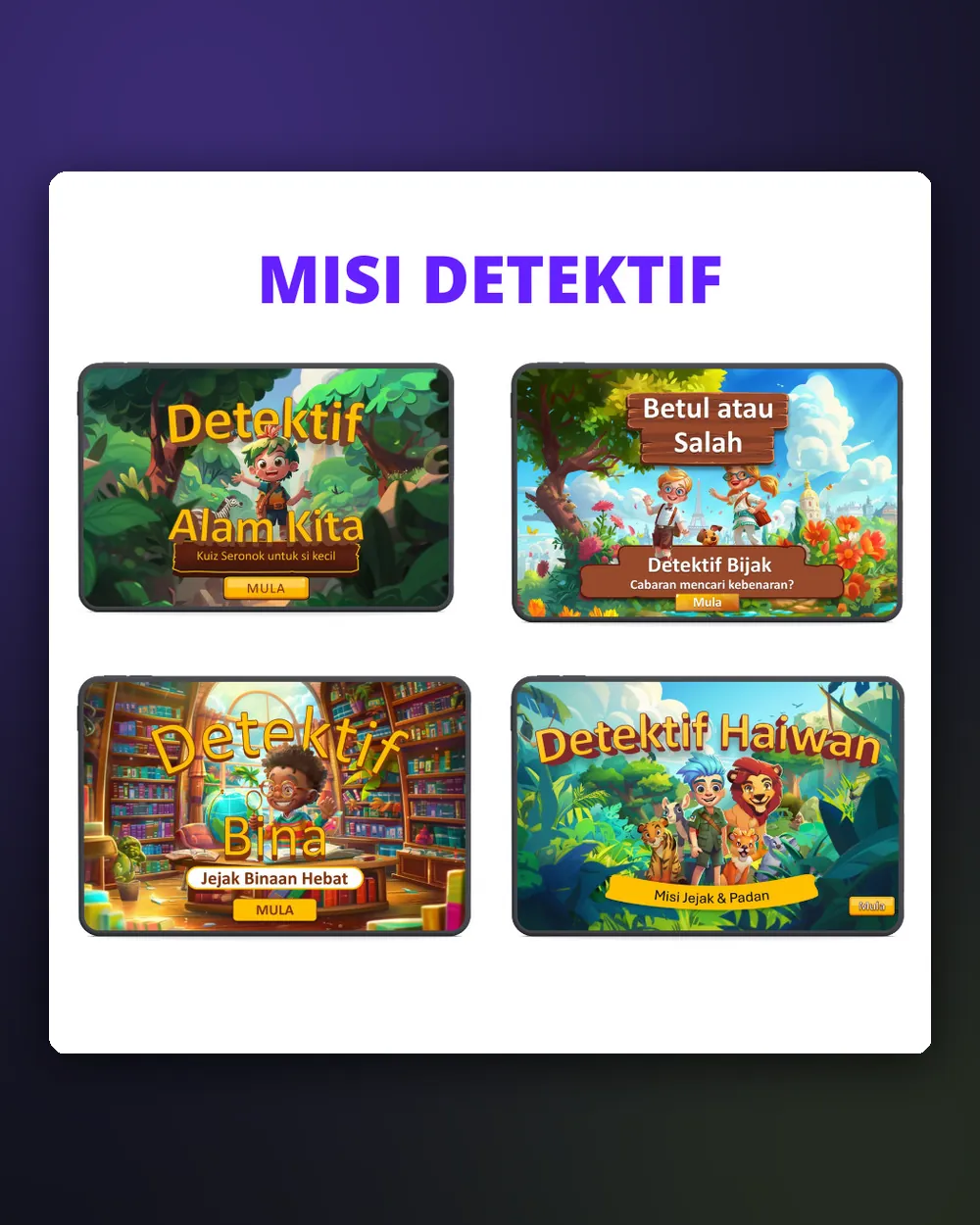 Siri Misi Detektif: Alam Kita, Betul atau Salah, Detektif Bina, Detektif Haiwan