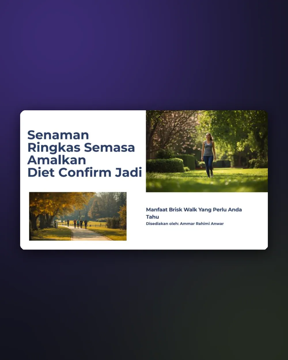 Bonus: mini eBook senaman ringkas (brisk walk)