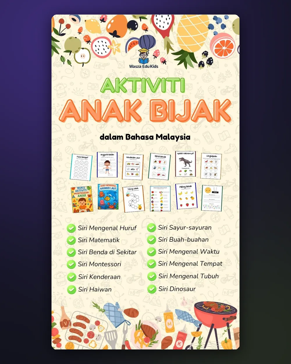 Contoh worksheet: Pukul Berapa, Anggota Badan, Nama Benda dan banyak lagi